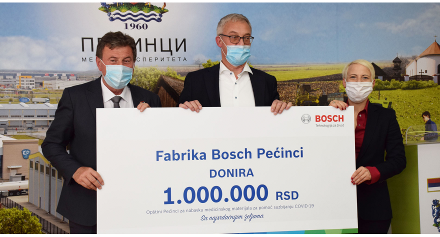 Бош донирао милион динара Општини Пећинци