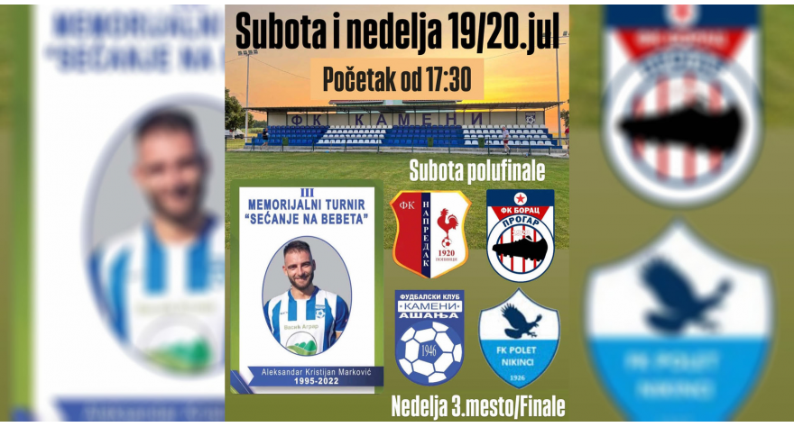 Za vikend u Ašanji turnir Sećanje na Bebeta
